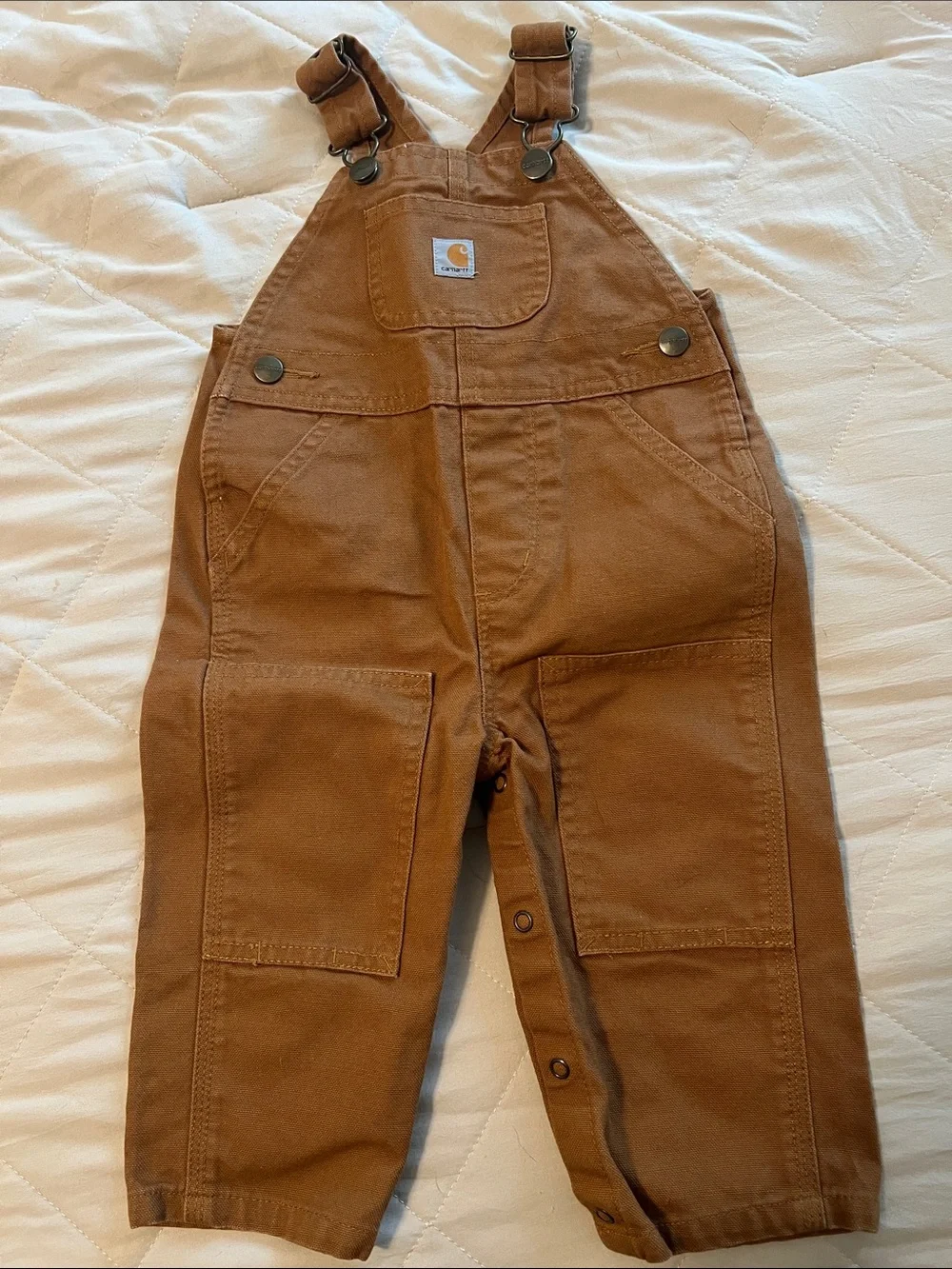 Carhartt Brown Kids Canvas Overalls with Adjustable Straps